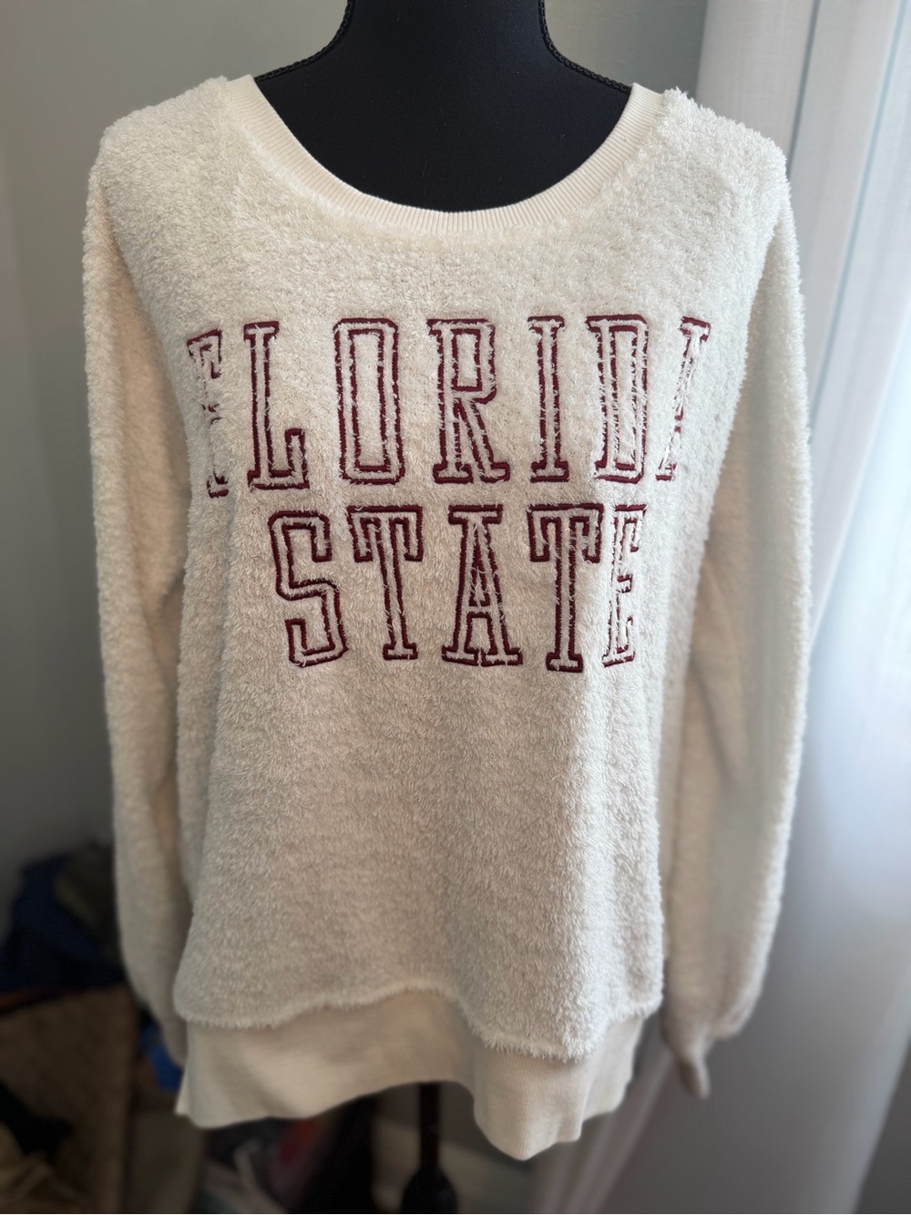 Pressbox Cream Florida State Cozy Sweatshirt with Maroon Lettering